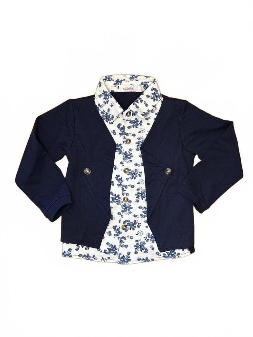 Navy Floral Shirt Blazer Set 3T